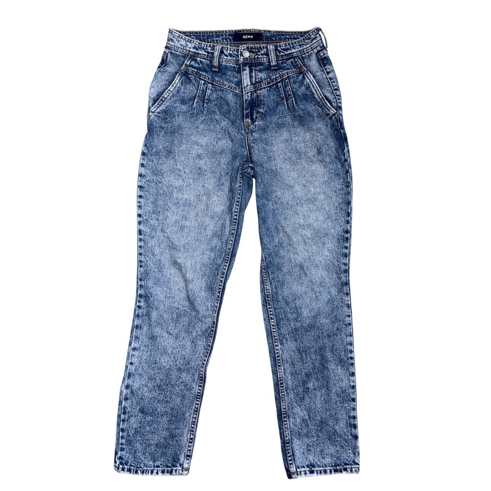 Aero High Rise 100% Cotton Acid‎ Wash Mom Jean Women’s Size 6